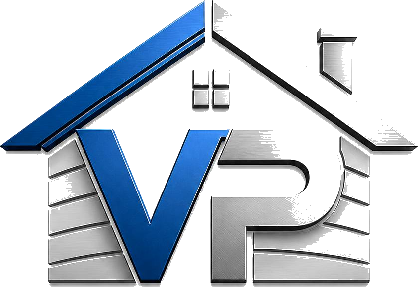 VP Facade Works emblem — house roofline over the VP monogram